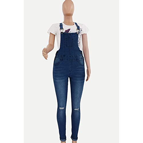PP Europe holes in jeans overalls breathable comfort (Color : Blue 1, Size : XL)