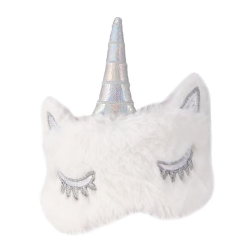 WEKADRIN Máscara de Ojos para Dormir Diseño Unicornio Suave y Cómoda Antifaz Opaco para Mujeres y Niñas Cubierta Ligera para Descanso y Viajes Color Blanco
