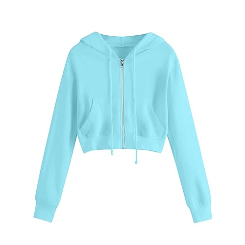 Hoodies for Women Zip Up Sweatshirts Cropped Hoodie Long Sleeve Workout Tops Jackets Fashion Teen Girls Y2K Clothes