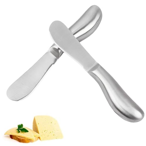 Esparcidor de mantequilla de acero inoxidable fácil de untar con mango ergonómico, 14,5 x 2,5 cm, 2 unidades