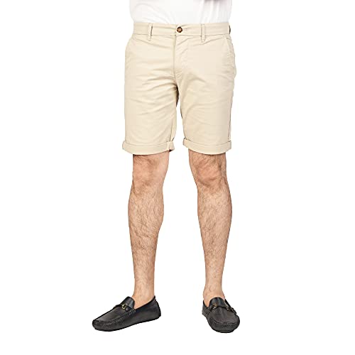 Soroor Slim Fit Chino Mens Shorts, Stylish Men's Shorts with Premium Stretch Cotton, Breathable and Versatile Smart Casual Men Chino | Beige - 36W