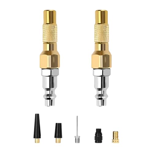 GAOLAOSY 2PCS Heavy-Duty Brass Air Nozzle with Quick Connector, Screw On Tire Air Chuck for Schrader Valve, Universal 1/4