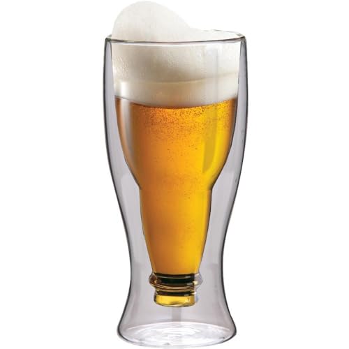Maxxo Double Wall Upside down Bottoms up Bottle Beer Glass, 12oz/350ml