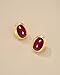 SNGIA18K Gold Plated Burgundy Maroon Red Carnelian Round Oval Ribbed Button Chunky Statement Earrings for Women by SNGIA, Bold Handmade Exaggerated Dome Retro Rounded Button Trendy Bohemian Gemstone Stud Jewelry Gifts, Unique Vintage Baroque Stone Summer Beach Fashion Earrings Accessories, Thick Circular Nickle Free Huggies Earrings.