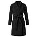 Produktbild U/A Winter Tweed Mantel Frauen Langarm Elegant Gürtel Weibliche Outwear Mantel Herbst Winter Streetwear Mantel Gr. XXL, Schwarz