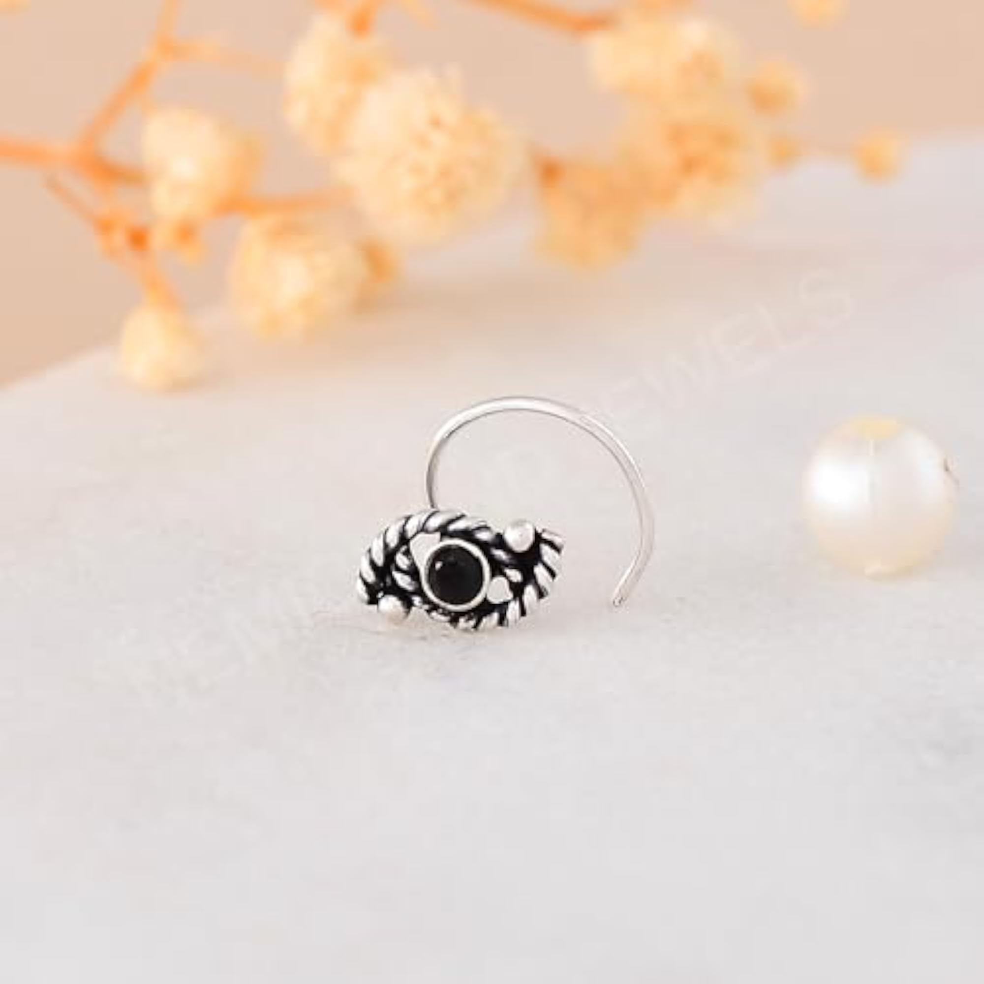 Women's 925 Sterling Silver Antique Oxidised Nose Stud