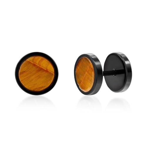 Beaux Bijoux Men's Round Stud Earrings in Stainless Steel - Hypoallergenic Earrings for Men - Unique Round Earrings for Him
