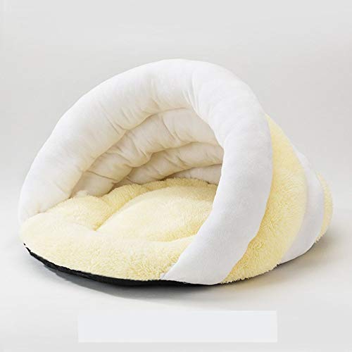 Lit pour chat petit chien maison double cave douce jaune - 2