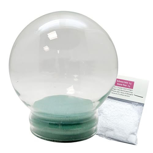Bastel Schneekugel Ersatzglas m. 1 x Schnee | DIY Bastelglas | Schneekugel reparieren | 100mm Durchmesser | 40005