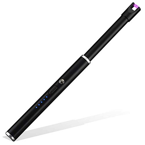 Preisvergleich Produktbild Cestbon Elektronisches Kerzenfeuerzeug, USB Wiederaufladbare Lichtbogen Stabfeuerzeug Flammenlos Lighter Winddicht Kerzenfeuerzeug Für BBQ Grillen Herd Camping Zuhause Küche,Schwarz