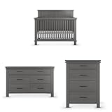 Child Craft Denman Crib, Dresser and Chest Nursery Set, 3-Piece, Includes 4-in-1 Convertible Crib, Dresser and Chest, Grows with Your Baby (Midnight Gray)