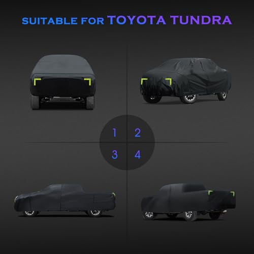 Image of Car Cover Custom Fit for Toyota Tundra 2007-2024,6 Layers Truck Cover Waterproof All Weather for Automobiles,Outdoor Full Exterior Cover Black,Up to 233.6 inch, 5.5 Bed Length