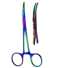 ArTLaB-1 Each Dog Pet Ear/Nose Hair Puller Grooming and Tick Removing Hemostat Locking Forceps Pliers, 5.5" 14cm, Straight Curved Forceps Curved Rainbow 5.5"