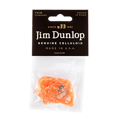 Dunlop 483 Picks GENUINE CELLULOID CLASSIC, orange Perloid, Thin - Les Beatles, Paul McCartney, John Lennon, RIngo Starr, George Harrison Dunlop 483 Picks GENUINE CELLULOID CLASSIC, orange Perloid, Thin – Image 5