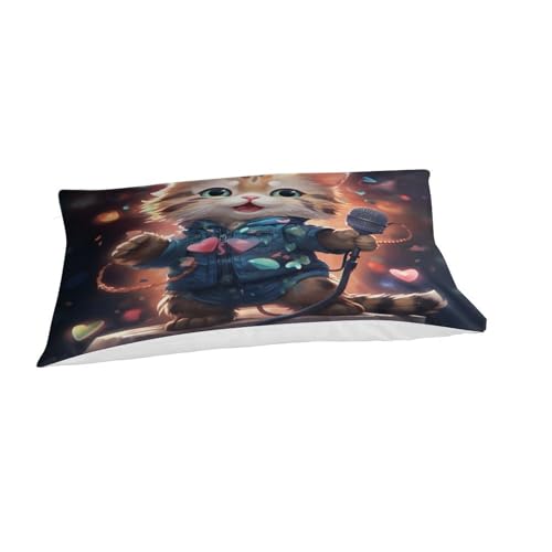 Housse de couette chat qui chante 3D parure de lit 135x200 cm