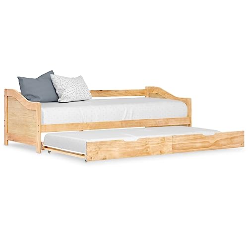 Nqyjm Sofá cama nido estructura de madera de pino 90 × 200 cm, fácil de montar, moderna cama doble juvenil con somier, cama para dormitorio, habitación de invitados