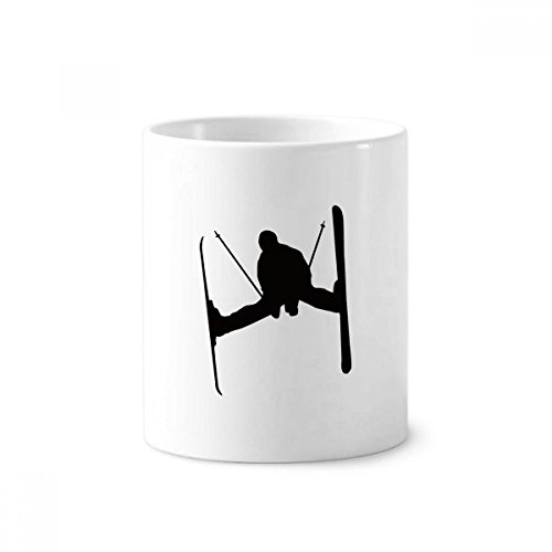 Coupe 350ml céramique blanche et pot à crayon silhouette ski noir design