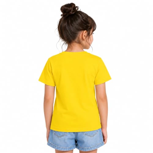 Image of Kids Round Neck Girls Tshirt | Short Sleeves | Natural Organic 100% Cotton Soft Comfortable Fabric | Plain Color Original Branded Half Sleeve | School t-Shirt for Girl Kid | Sleepwear Everyday Casual