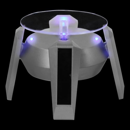 YARNOW Soporte Giratorio de Exhibición con Luz LED y Solar Plato Rotatorio Ajustable Base Duradera para Relojes y Objetos Coleccionables Modelo Nave Espacial Premium sin Batería Incluida