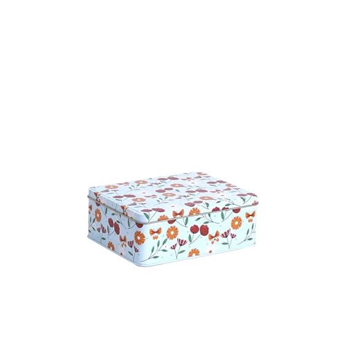 Image of Rectangular Metal Storage Box (White) | Airtight Tin for Cookies, Cupcakes & Cakes | Kitchen Decor & Gift Box for Weddings, Festivals & All Occasions | Durable & Lightweight pack of 1