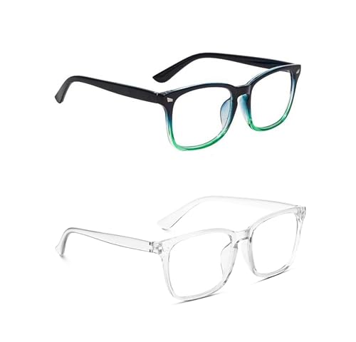 Image of Blue Light Blocking Computer Glasses for Men & Women, Square TR90 Lightweight Eyeglasses Frame, Anti Eye Strain UV Protection, Clear Lens for Gaming Office Reading