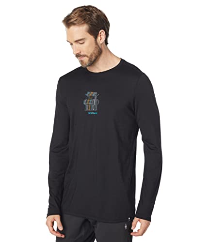 Smartwool Men's Merino Sport 150 Long Sleeve Logo Graphic Tee Shirt - Moisture-Wicking, Lightweight Merino Wool Base Layer For Hiking, Running & Camping Logo – L, Black #TOP22