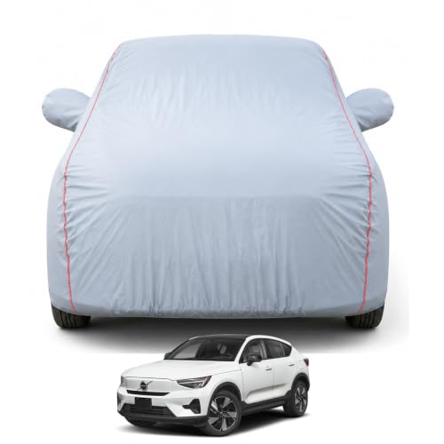 Image of Premium Car Cover for Volvo EC40 2026 Model | Waterproof, UV & Dust Protection | Mirror & Antenna Pocket | Triple Stitched, Soft Inner Lining, Belt & Buckle (Dark Grey)