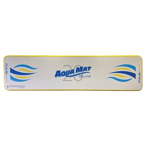 Rave Sports Inflatable Aqua Mat Deluxe 20 Floating Mat, Platform and Swim Dock with Dropstitch PVC Construction, 20' x 5', Supports 1500 lbs