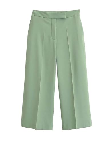 Conjunto de 2 piezas de pantalones largos para mujer, camiseta corta sin mangas, conjunto de dos piezas para mujer, color verde claro, pantalones L, verde claro, L