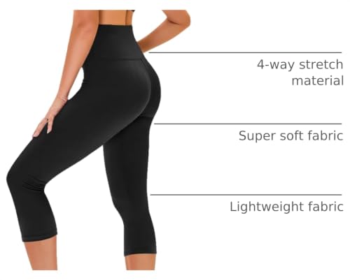 Image of TNNZEET Capri Leggings for Women - Tummy Control High Waisted Soft Yoga Pants for Gym Workout