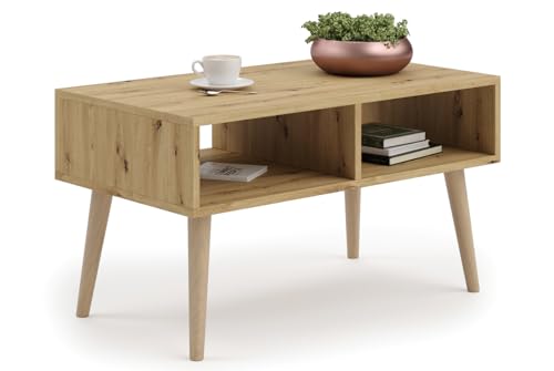 KOBI Table Basse Sandi | Design scandinave | pour Le Salon, Le Bureau, la Salle à Manger | Fonctionnelle et élégante | Matériaux de Haute qualité (chêne...