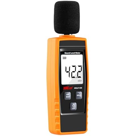 XRCLIF Decibel Meter Digital Sound Level Meter 30~130 dB, Hand-held Sound Noise Meter with Backlight Alarm, Digital Noise Meter Decibel Monitoring Tester, MAX/MIN, Data Hold Cover