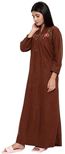 Image of Women's Woolen Solid Maxi Nighty
