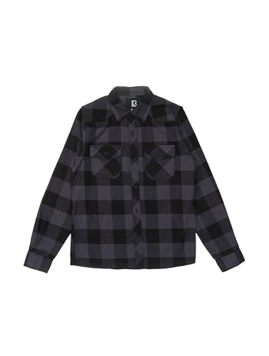 Brandit Kids Check Shirt Long Sleeve, Farbe: Black/Grey, Größe: XL 158