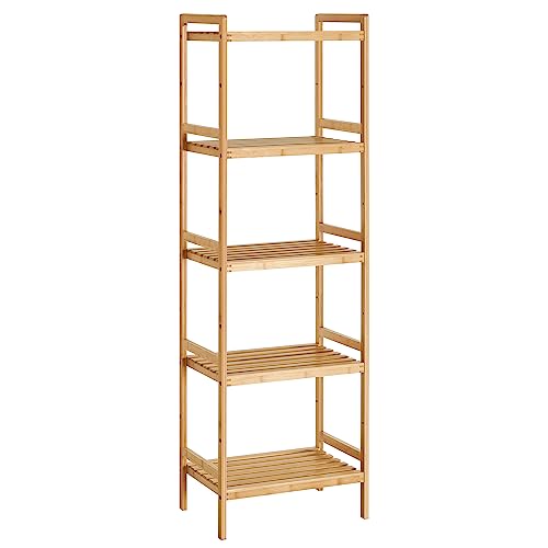 SONGMICS Bambus Regal Küchenregal Badregal Bücherregal Standregal mit 5 Ablagen 31 5 x 45 x 142 cm für Bad Küche Wohnzimmer Schlafzimmer Balkon naturfarben BCB075N01