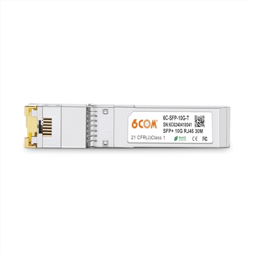 Image of 10G SFP+ RJ45 Copper Transceiver, 10GBase-T Module Cat6a /7, for Juniper QFX-SFP-10GE-T EX-SFP-10GE-T SRX-SFP-10GE-T, Other Open Switches, up to 30m