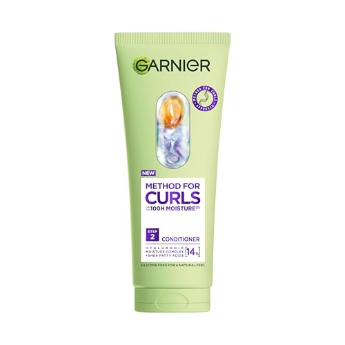 Garnier Conditioner For Curly Hair And Coils Method For Curls With 14% Hyaluronic Moisture Complex Effectively Smooths And Makes Detangling 5x Easier For 100H Moisturised Feeling 200ml Bottle