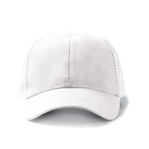 Gorra Verano Estilo Casual 100% Fresca Microfibra - Visera contra la Calor con Cierre de Hebilla Ajustable y Orificios de ventilación (Blanco)
