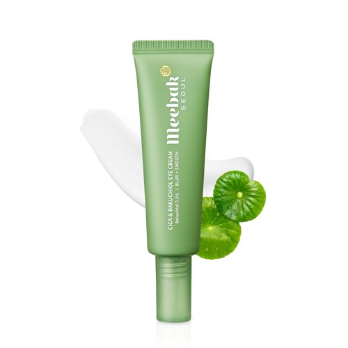 Meebak Eye Cream with Bakuchiol, Caffeine, and Cica – Anti-Aging Under Eye Treatment for Puffiness, Dark Circles, Fine Lines, and Wrinkles, Brightening Daily Eye Cream for Tired Eyes