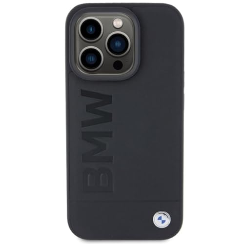 Image of CG MOBILE BMW Compatible with iPhone 15 Pro Max Case [Official Licensed] Mag-Safe Compatible | Real Leather Case with Hot Stamp & Metal Logo Protective Case /Cover Designed for iPhone 15 Pro Max Black