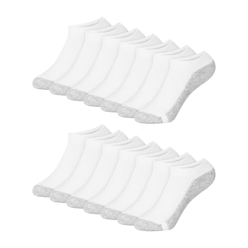 Image of Hanes Boys Socks, Crew, Ankle, & No Show, Stretch-Cotton Socks, Moisture-wicking, Cushioned, 12 & 14 Packs, Black White