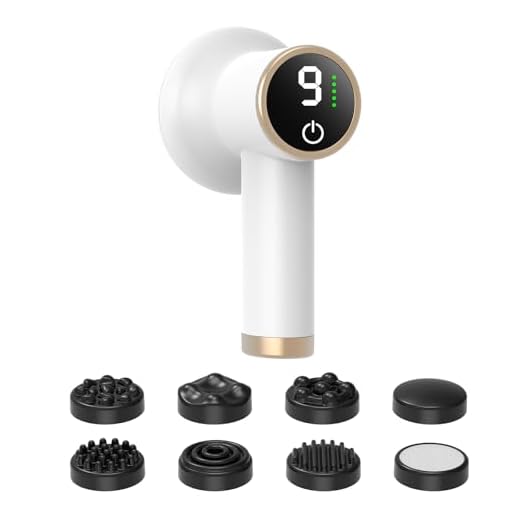 Masajeador Anticelulítico Eléctrico Inalámbrico con 9 Velocidades, 8 Cabezales Intercambiables, Aparato Portátil para Reducir Grasa y Tonificar Piernas, Abdomen y Cuerpo, Blanco