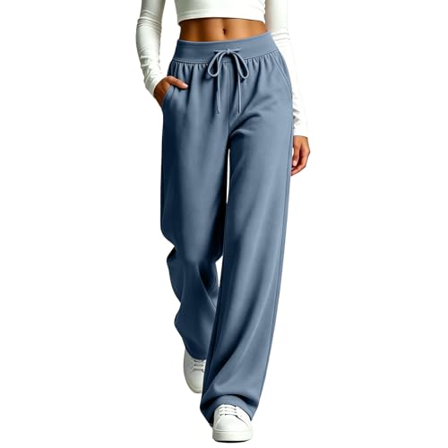 Pantalon de jogging femme large à cordon et taille haute élastique