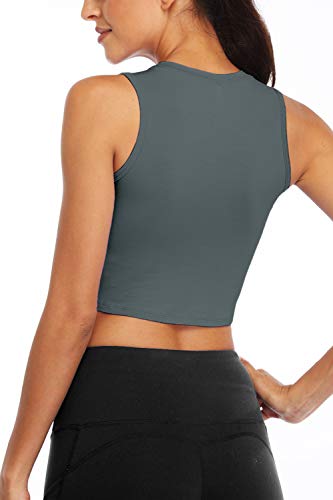 Image of Yoga Crop Tops Dance Tops Fitted Workout Crop Tops Yoga Tank Tops Athletic Sports Shirts for Women