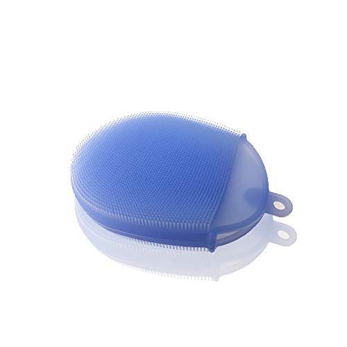 Kaptin Soft Silicone Body Brush Body Scrubber Body Wash Bath Shower Glove for Exfoliating Skin SPA Massage (Blue)