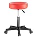 Casaria Tabouret à roulettes Siège pivotant Rouge Réglable en Hauteur Pivotable 360° Coussin 10cm