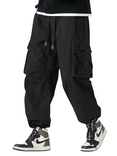 Image of GRECIILOOKS Men's Cargo Pants | 6 Pocket Cotton Cargo Joggers for Men | Loose Fit Stylish Pant with Pockets | Casual Baggy Trousers & Streetwear Lower