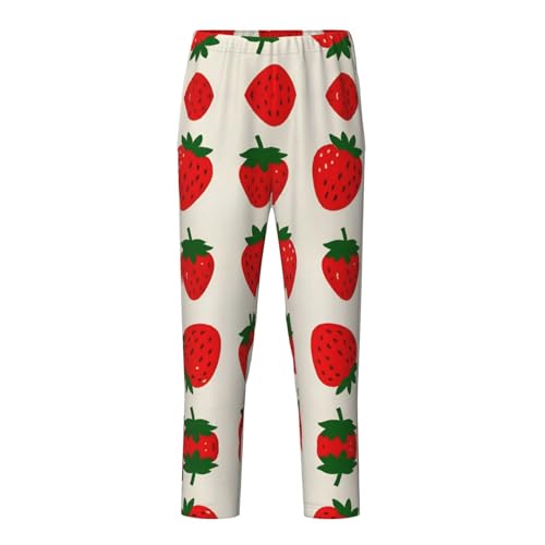 Pajama Pants Pajama Bottoms with Elastic Waistband Sleepwear Lounge Pants, Fruit Strawberry