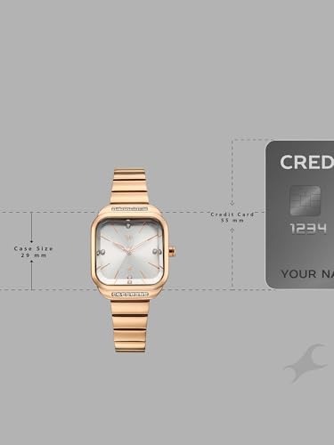 Image of Fastrack Vyb Seeker with Quartz Analog Light Grey Dial Rose Gold Stainless Steel Strap Watch for Girls - FV60124WM01W