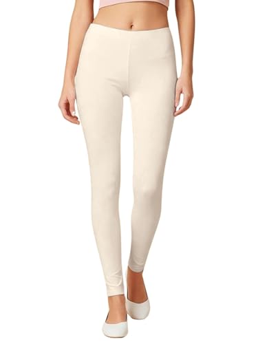 Image of JUNEBERRY Cotton Lycra Skinny Fit Leggings for Women & Girls (Sizes: S to 2XL) (Colors: Black, Beige, White, Grey, Brown, Pink & Wine)